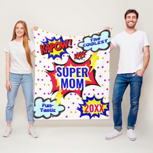 Strips Coolste Super Mom Stats Leuk Fleece Deken (In situ)