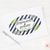 Strips en bloemen ovale sticker (Envelop)
