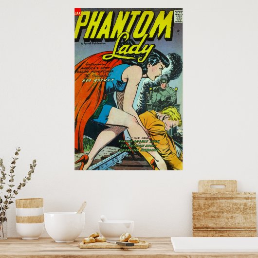 Strips Fantasy Phantom Lady uit het verleden Poster (Keuken)