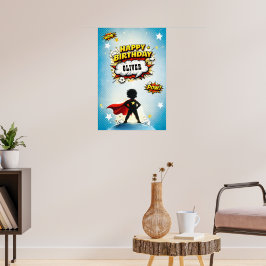 Strips Held Superhelden Jongens Naam Verjaardag Poster