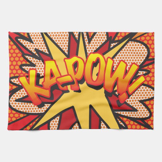 Strips KA-POW Leuk Moderne Typografie Theedoek (Horizontaal)