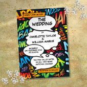 Strips Modern Plezierige Bruiloft Kaart