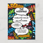 Strips Pop Art Modern Foto Bruiloft Aankondigingskaart (Voorkant)