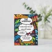 Strips Pop Art Modern Foto Bruiloft Aankondigingskaart (Staand voorkant)