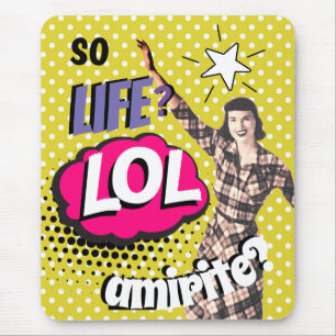 Strips Pop Art Retro Dame Grappig Muismat