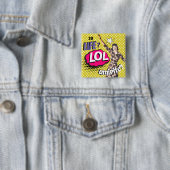 Strips Pop Art Retro Dame Grappig Vierkante Button 5,1 Cm (In situ)