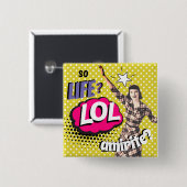 Strips Pop Art Retro Dame Grappig Vierkante Button 5,1 Cm (Voorkant /achterkant)