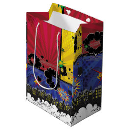 Strips Pop Art Verjaardagsfeestje Kleurrijk Medium Cadeauzakje