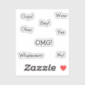 Strips Reactiewoorden | Grappige Minimaal Typograp Sticker (Vel)