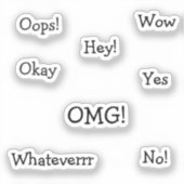 Strips Reactiewoorden | Grappige Minimaal Typograp Sticker (Voorkant)
