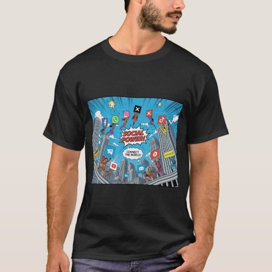 Strips Sociale Media T-shirt (Voorkant)