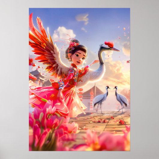 Stripschoreografemeisje dat sierlijk danst met kra poster (Voorkant)