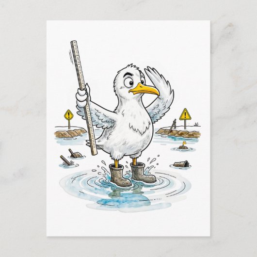 Stripschrift Vogel Overstromingsmeter Dienst Briefkaart (Voorkant)