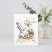 Stripsgewijs Vogel Verzamelend Schelpen Briefkaart (Staand voorkant)