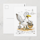 Stripsgewijs Vogel Verzamelend Schelpen Briefkaart (Voorkant / Achterkant)