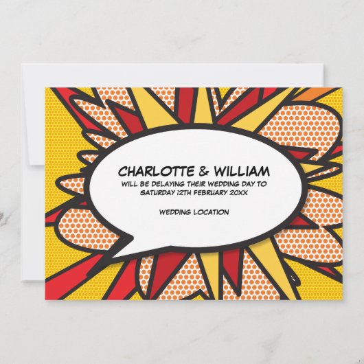 Stripsgewijze datumwijziging uitgesteld save the date (Achterkant)