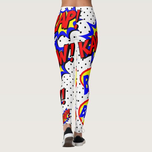 Stripspratbubbles op maat kleur bout wit leggings (Achterkant)