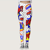 Stripspratbubbles op maat kleur bout wit leggings (Voorkant)