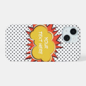 Stripsprong aangepaste tekstballon iPhone 15 case (Achterkant horizontaal)