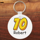 Stripstijl 70ste verjaardag Golfer Gift - Grappig Sleutelhanger (Voorkant)