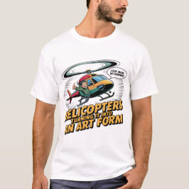 Stripstijl helikopterpilootkunst – “Kijk mama" T-shirt