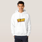 Stripstijl Ja Tekst Grafisch in Vet Geel Hoodie (Voorkant volledig)