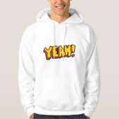 Stripstijl Ja Tekst Grafisch in Vet Geel Hoodie (Voorkant)