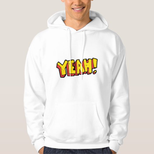 Stripstijl Ja Tekst Grafisch in Vet Geel Hoodie (Voorkant)