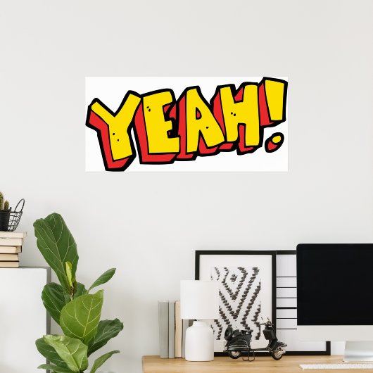 Stripstijl Ja Tekst Grafisch in Vet Geel Poster (Thuiskantoor)