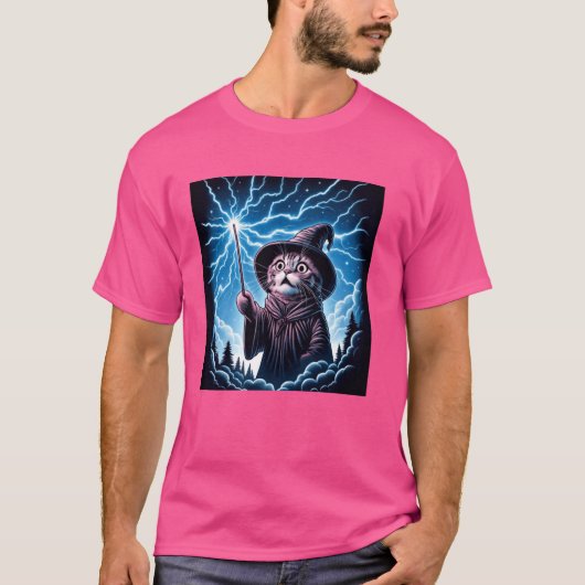 Stripstijl Kitten Lover Grappige Reactie Wizard Ca T-shirt (Voorkant)