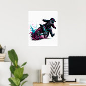 Stripstijl Motocrossrijder Modder Spettering Poster (Thuiskantoor)