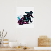 Stripstijl Motocrossrijder Modder Spettering Poster (Keuken)