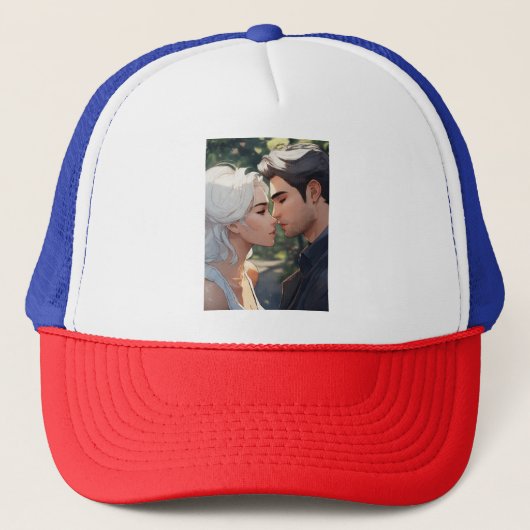 stripstijl trucker pet (Voorkant)