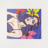 Stripstijl  vrouw Tapestry Wandkleed (Voorkant (horizontaal))