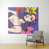 Stripstijl  vrouw Tapestry Wandkleed (In Situ (horizontaal))