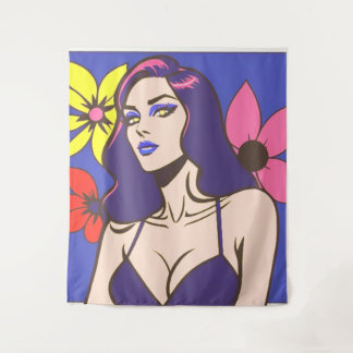 Stripstijl  vrouw Tapestry Wandkleed