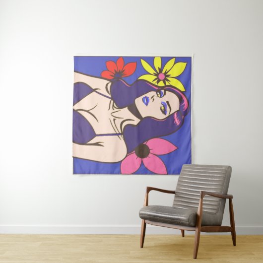 Stripstijl  vrouw Tapestry Wandkleed (In Situ (horizontaal))