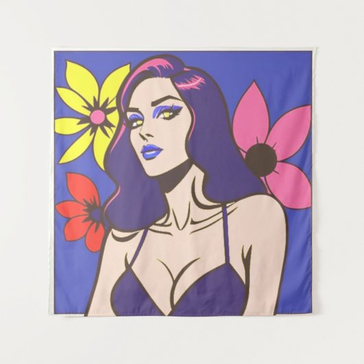 Stripstijl  vrouw Tapestry Wandkleed (Voorkant)