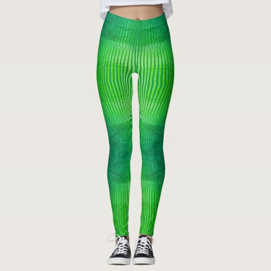 Stripte collectie - fluorescerende groene trilling leggings (Voorkant)