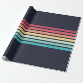 Stripte Retro Stripes Patroon Cadeaupapier (Uitgerold)