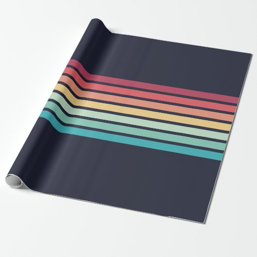 Stripte Retro Stripes Patroon Cadeaupapier (Uitgerold)