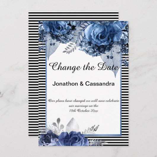 STRIPTE ZWARTE BLAUWE GRENSVERANDERING DATUM (Voorkant / Achterkant)