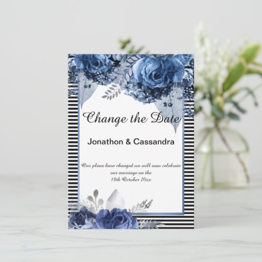 STRIPTE ZWARTE BLAUWE GRENSVERANDERING DATUM (Staand voorkant)