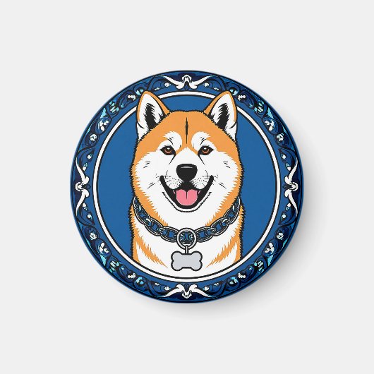 Stripteken Akita Inu-liefhebber Cadeau Magneet (Voorkant)