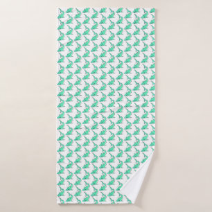 striptekenfilm lachende haai mint blauw groene oce badhanddoek