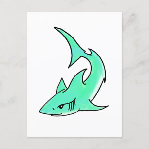 striptekenfilm lachende haai mint blauw groene oce briefkaart