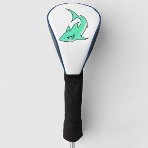 striptekenfilm lachende haai mint blauw groene oce golfheadcover