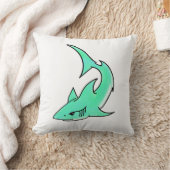 striptekenfilm lachende haai mint blauw groene oce kussen (Deken)