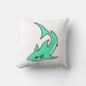 striptekenfilm lachende haai mint blauw groene oce kussen (Voorkant)