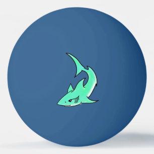 striptekenfilm lachende haai mint blauw groene oce pingpongbal
